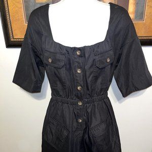 Boohoo Black Button Down Romper Size 10